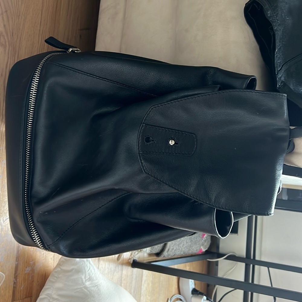 Black Leather Tyler Ellis Backpack